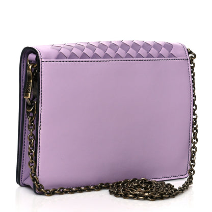 Bottega Veneta Nappa Intrecciato Studded Embellished Chain Wallet Purple 2 of 9