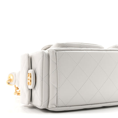 Chanel Shiny Lambskin Quilted Large Trendy Pockets Hobo Light Grey 9 of 11