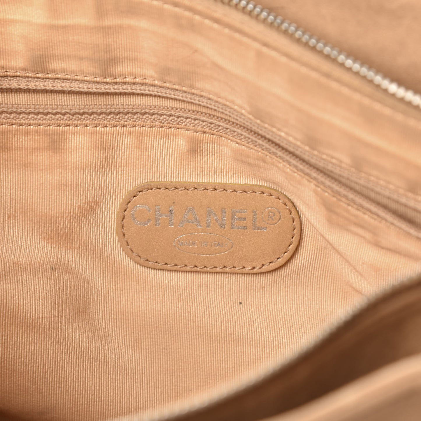 Calfskin Quilted CC Shopping Tote Beige