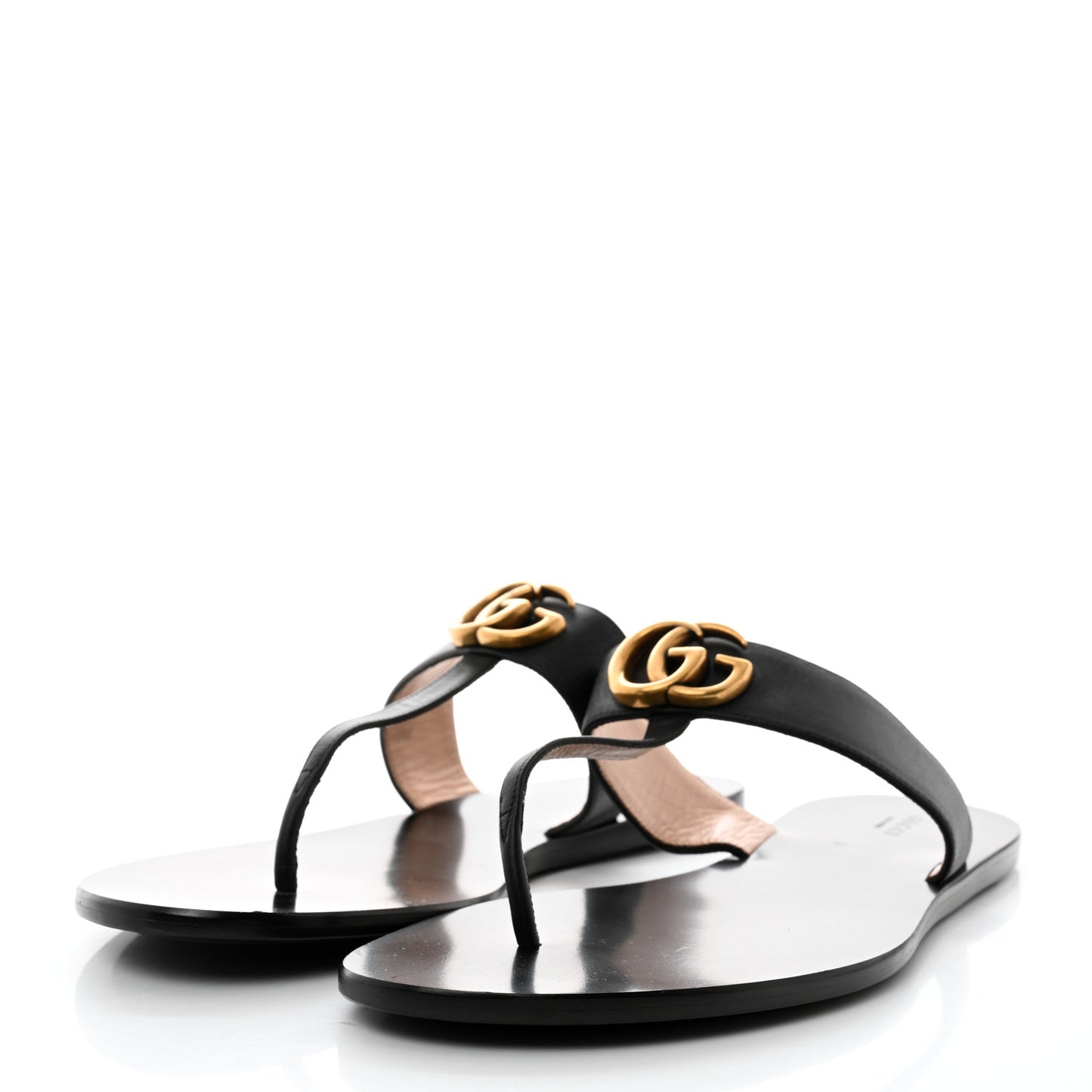 Calfskin GG Marmont Thong Sandals 42 Black