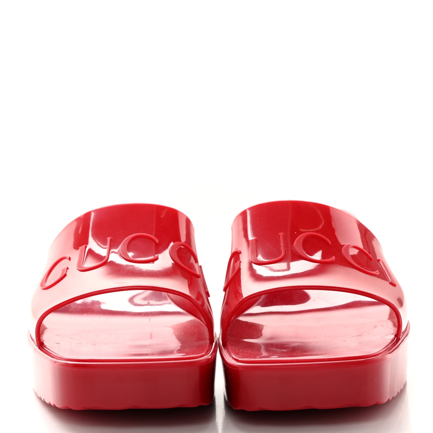 Rubber Gucci Logo Womens Platform 20/60mm Slide Sandals 39 Hibiscus Red