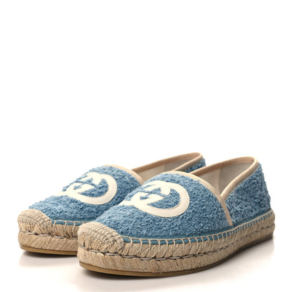 Gucci Terry Cloth Interlocking G Espadrilles 38 Sweet Blue Dusty White Beige 3 of 8