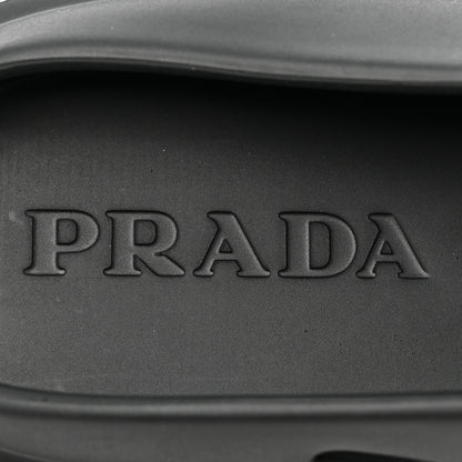 Prada Soft Mellow Rubber Triangle Logo Embossed Womens 25mm Mules 37 Black 7 of 10