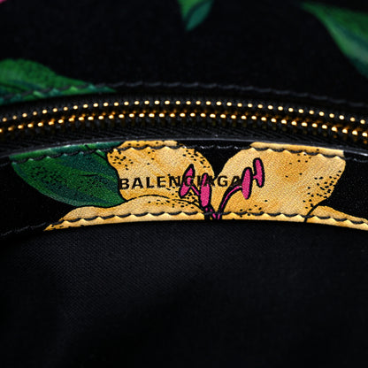 Balenciaga Smooth Calfskin Lush Floral Print S Ville Top Handle Bag Black Multicolor 6 of 10