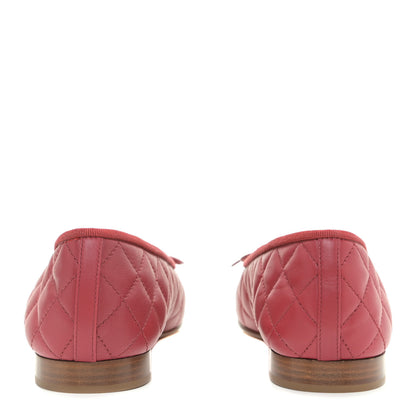 Chanel Lambskin Quilted CC Cap Toe Ballerina Flats 39.5 Light Red 5 of 10
