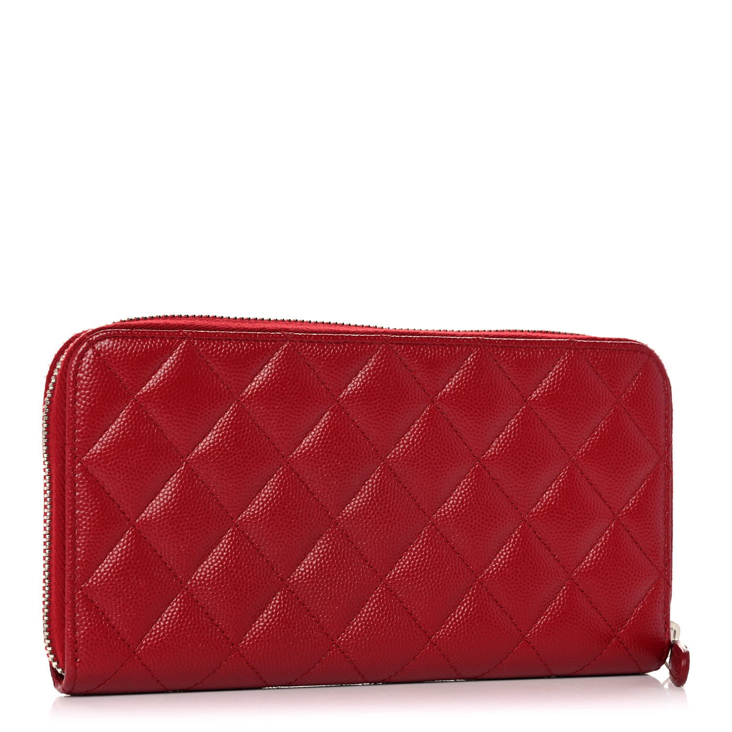 Chanel Caviar Quilted Large Gusset Zip Around Wallet Red 3 of 12