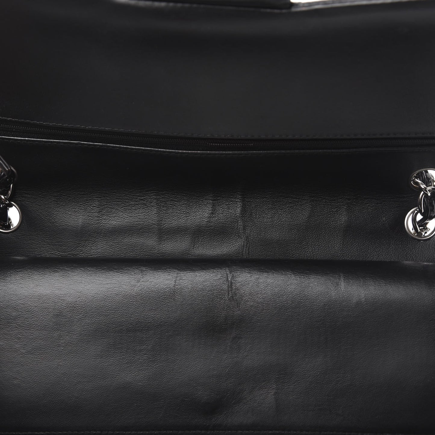 Patent Quilted Jumbo Double Flap Black