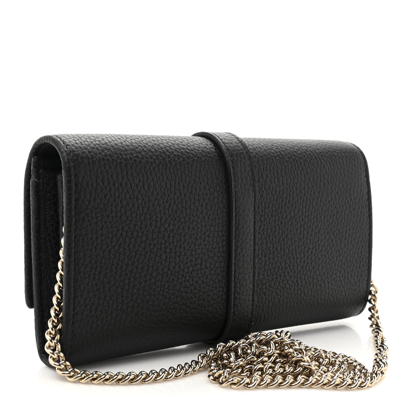 Pebbled Calfskin Jackie 1961 Chain Wallet Black Black