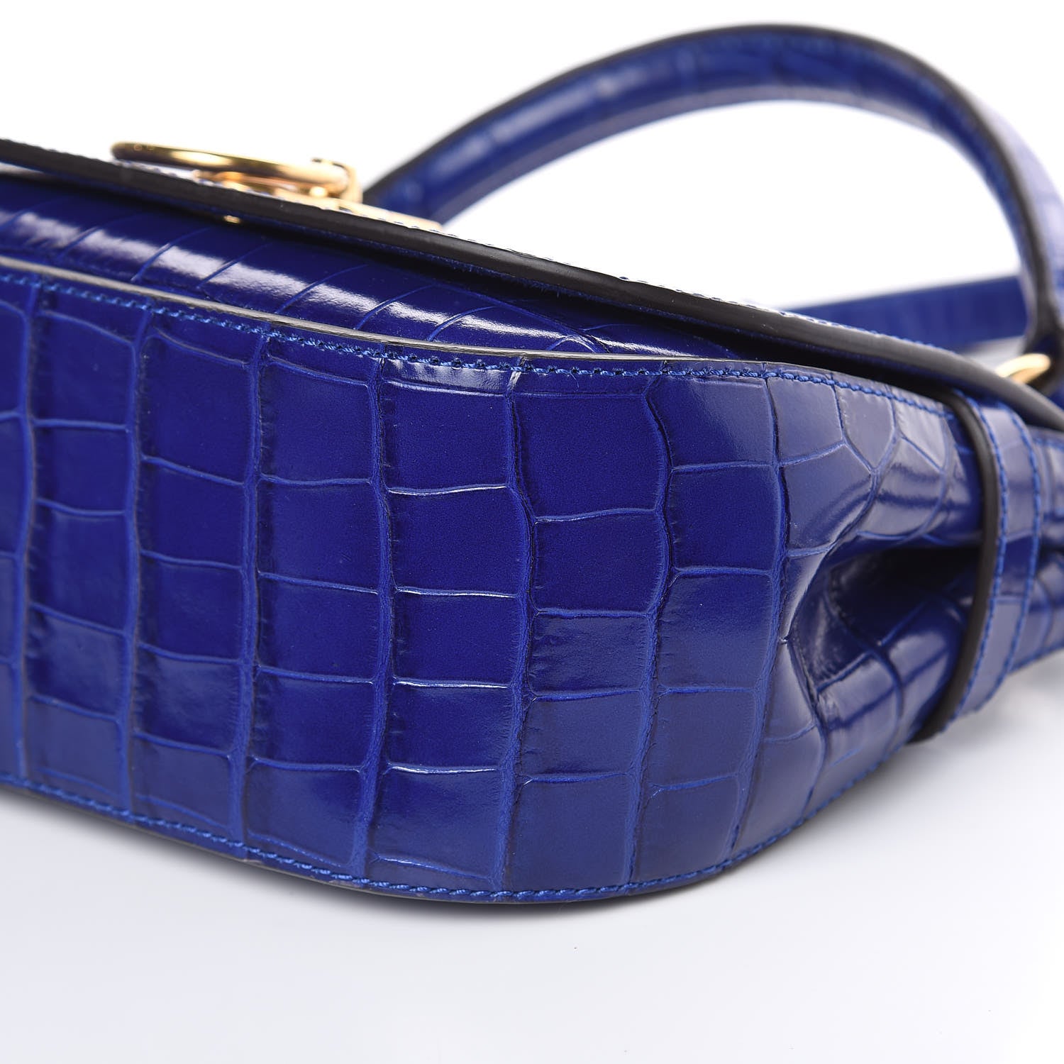 Mulberry Calfskin Crocodile Embossed Small Amberley Satchel Cobalt Blue 8 of 9