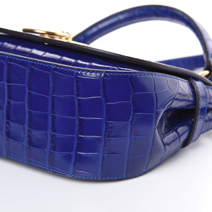 Mulberry Calfskin Crocodile Embossed Small Amberley Satchel Cobalt Blue 8 of 9