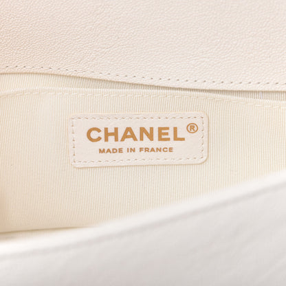 Chanel Caviar Chevron Quilted Small Boy Flap White 8 of 10
