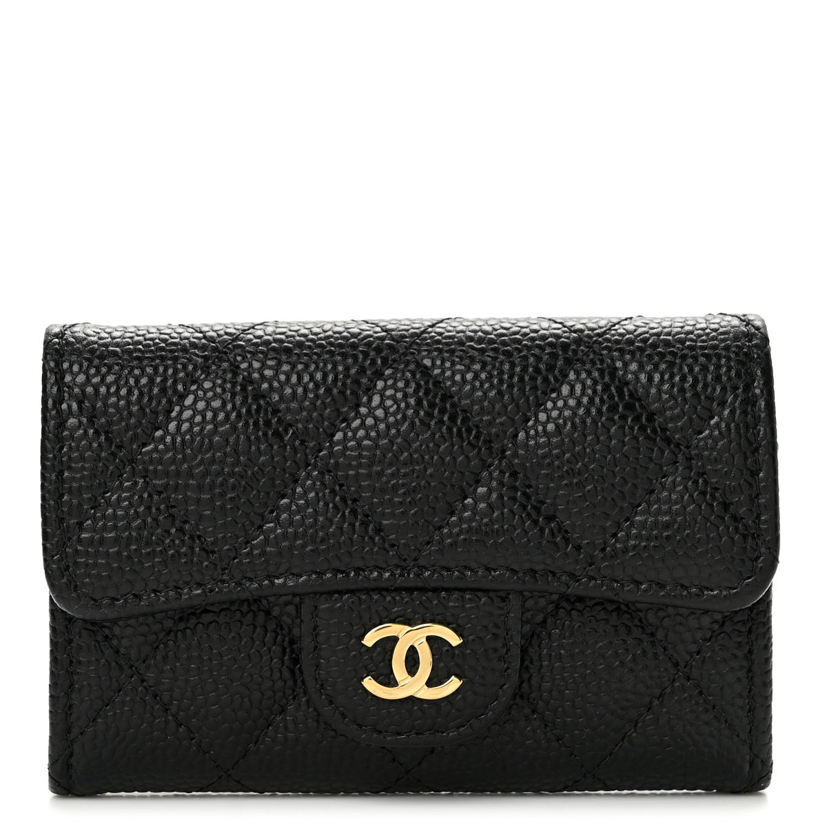 Chanel Caviar Quilted Flap Card Holder Wallet Black 1 of 9