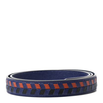 Hermes Epsom 25mm Tressage Shoulder Strap Bleu Indigo Noir Terre Battue 2 of 5