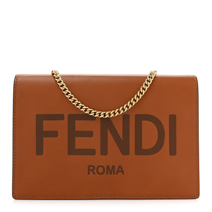 Fendi Vitello King Tamponato Logo Embossed Medium Wallet On Chain Cuoio 1 of 13
