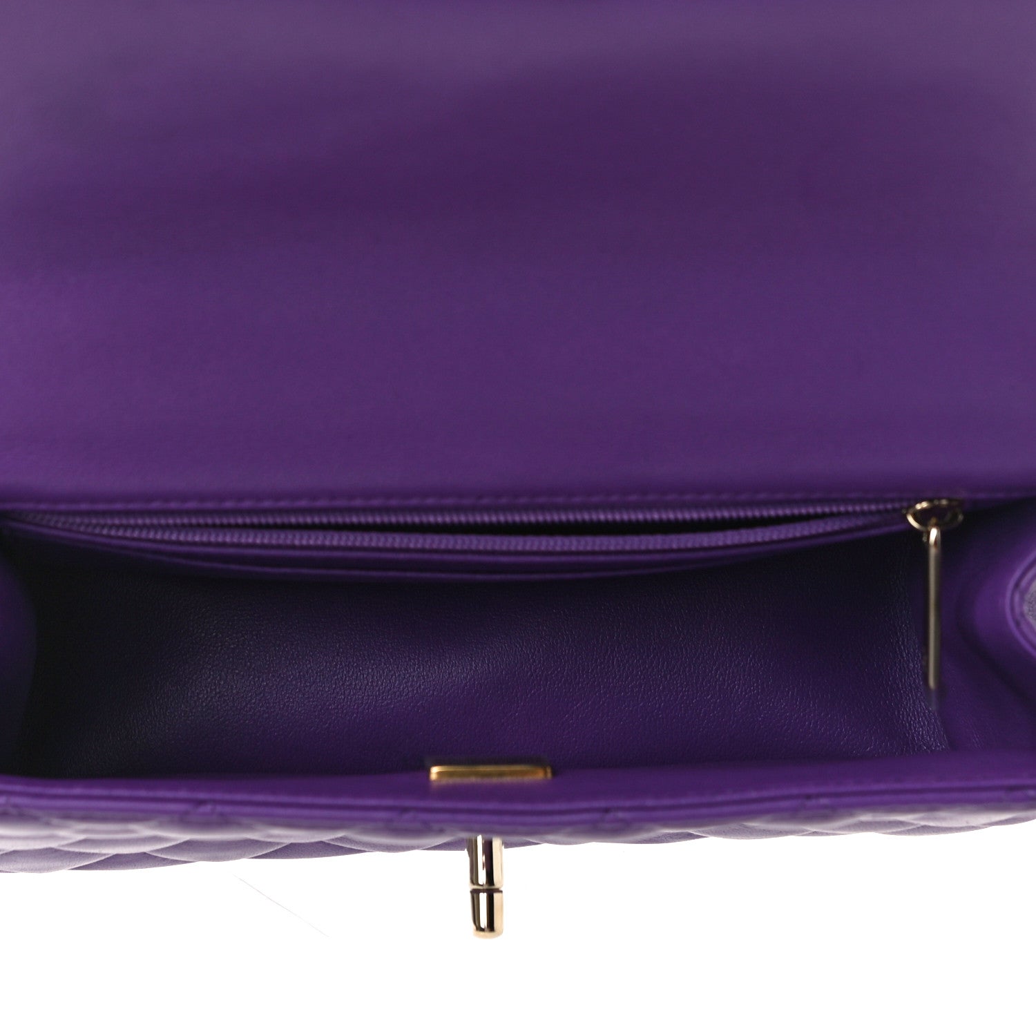 Chanel Lambskin Quilted Mini Top Handle Rectangular Flap Dark Purple 7 of 11