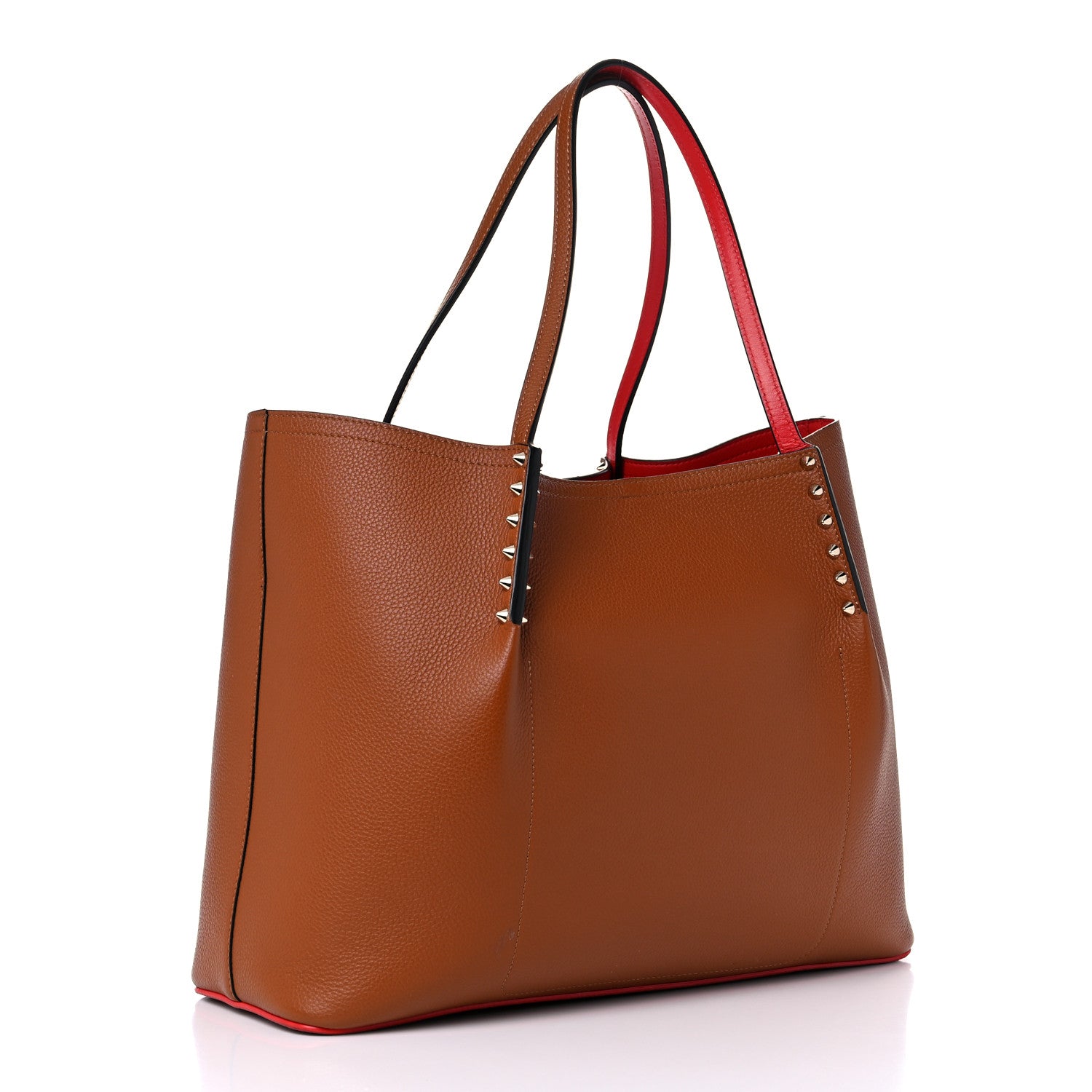 Christian Louboutin Calfskin Large Cabarock Spikes Tote Coconut 3 of 16