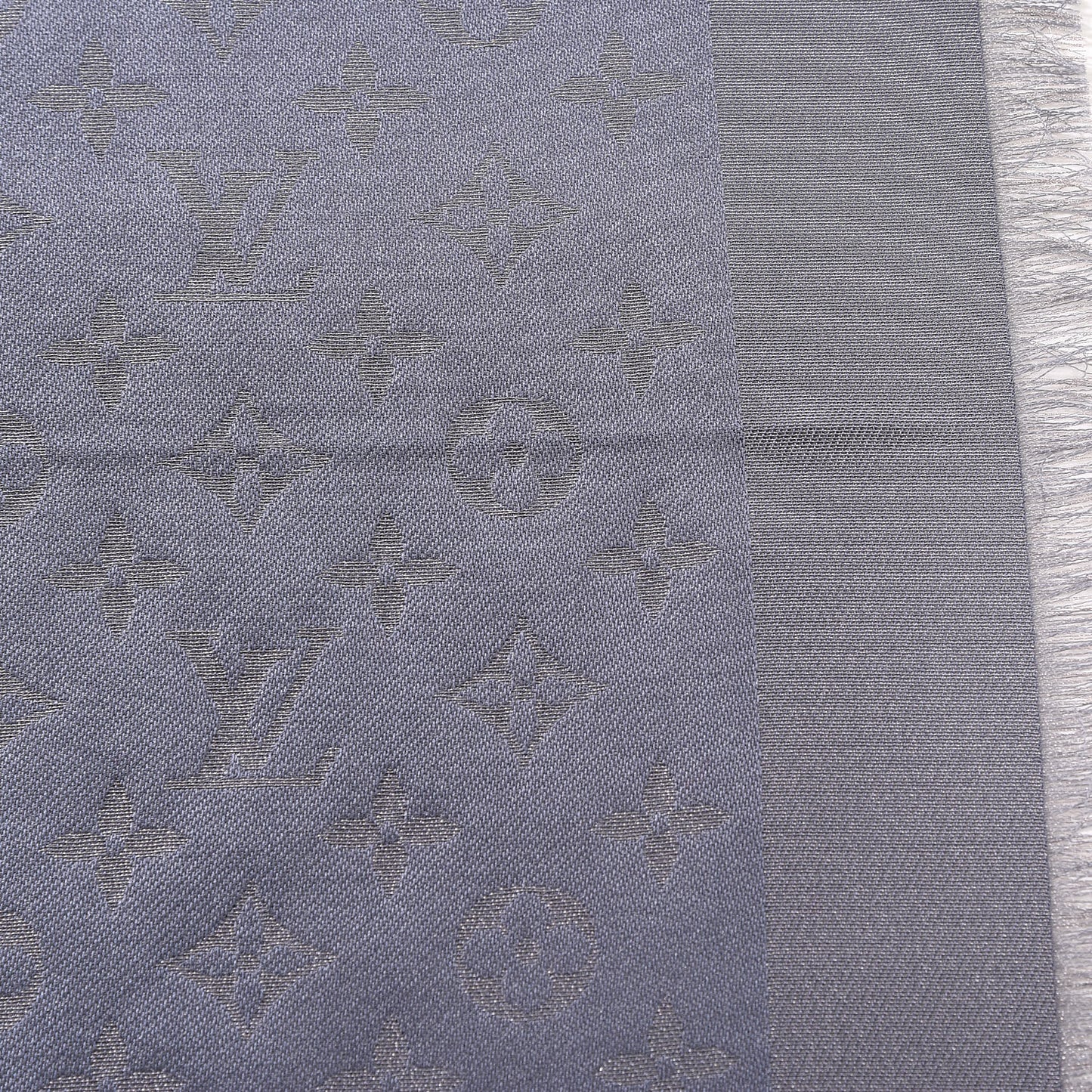 Silk Lurex Wool Monogram Shine Shawl Charcoal Grey