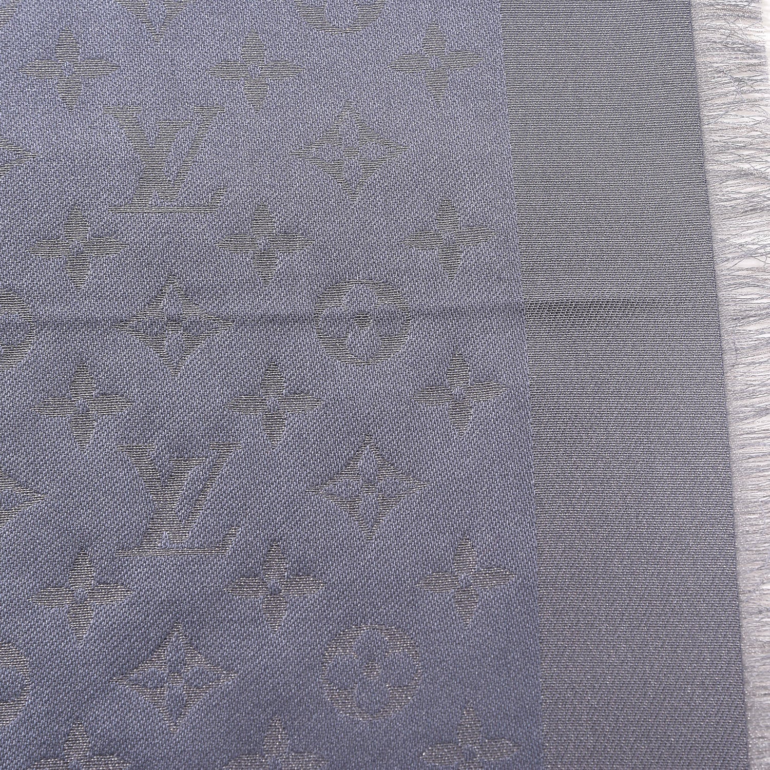 Louis Vuitton Silk Lurex Wool Monogram Shine Shawl Charcoal Grey 5 of 6