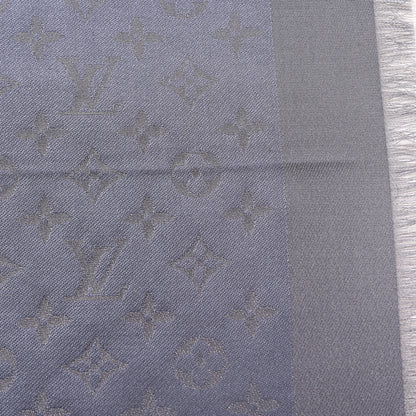 Louis Vuitton Silk Lurex Wool Monogram Shine Shawl Charcoal Grey 5 of 6