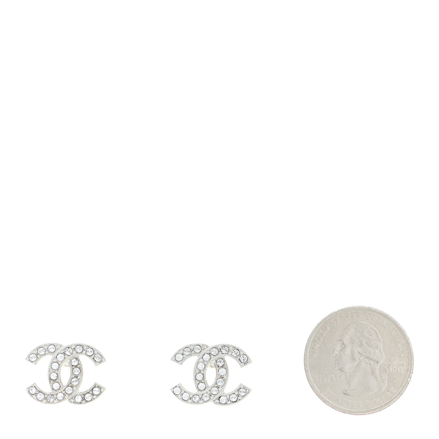 Chanel Crystal CC Earrings Silver 2 of 5