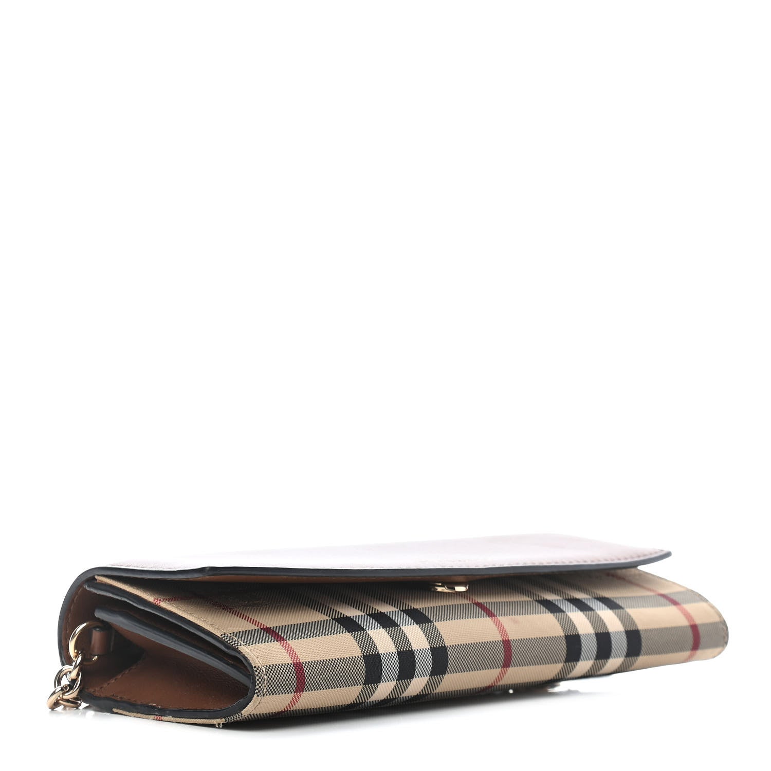 Burberry Calfskin Horseferry Check Henley Wallet On Chain Tan 4 of 14