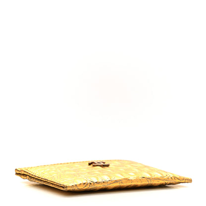 Chanel Metallic Calfskin Crocodile Embossed Cocodile Card Holder Gold 4 of 8