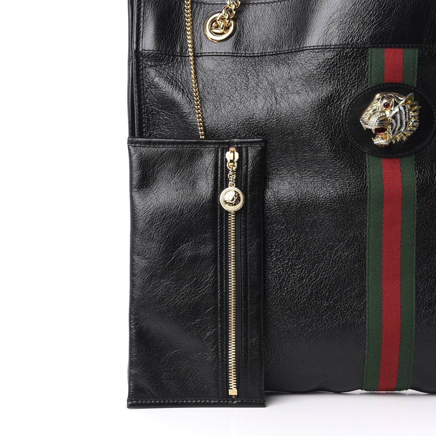 Gucci Calfskin Large Rajah Chain Tote Black 12 of 14