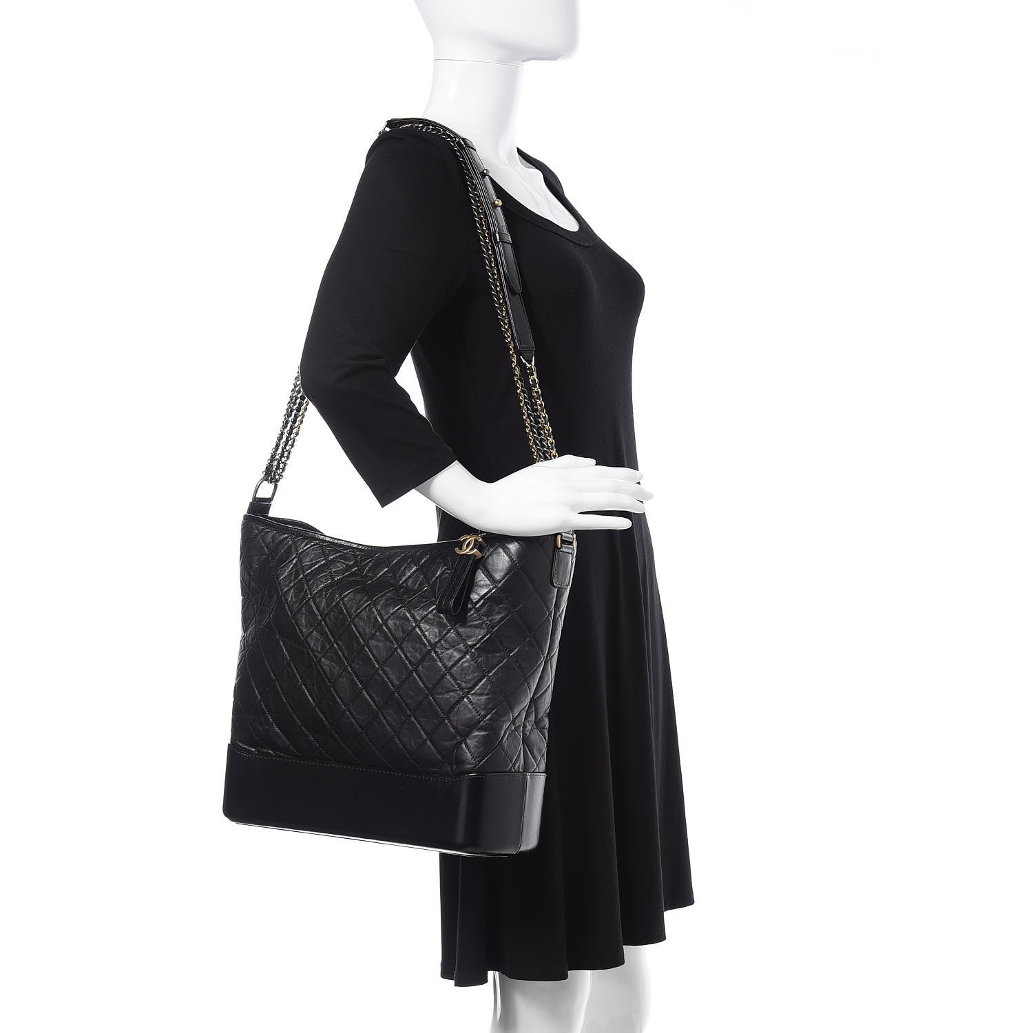 Chanel Aged Calfskin Quilted Maxi Gabrielle Hobo Black 2 of 11