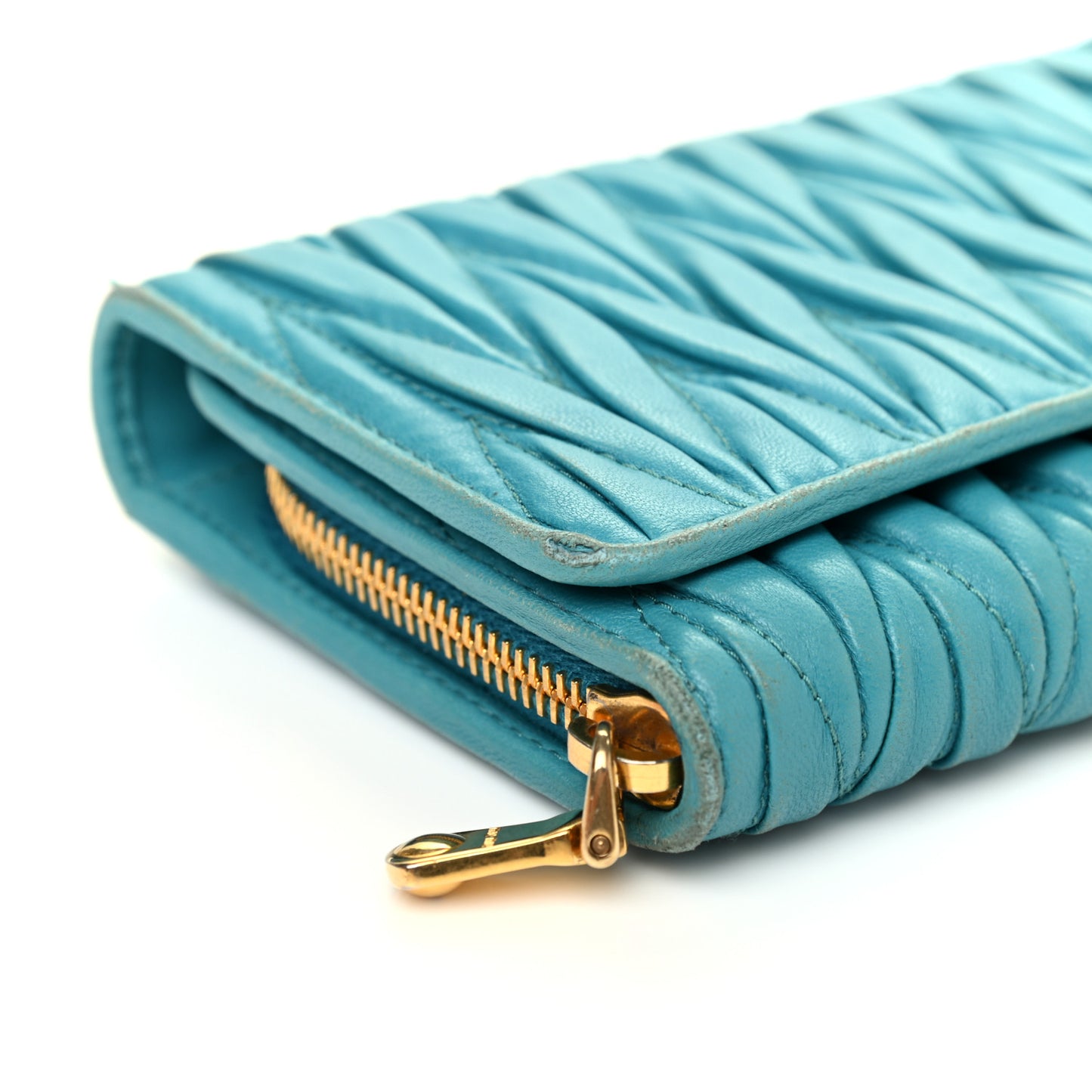 Nappa Matelasse Flap Wallet Turchese