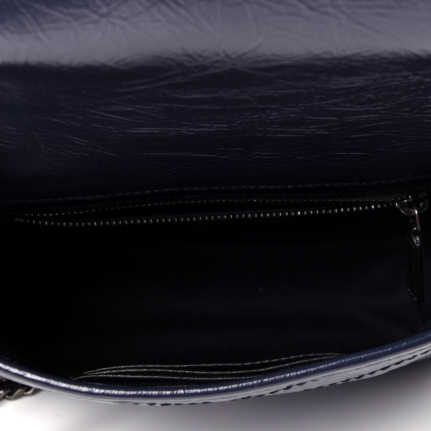 Crinkled Calfskin Matelasse Monogram Niki Chain Wallet Deep Marine