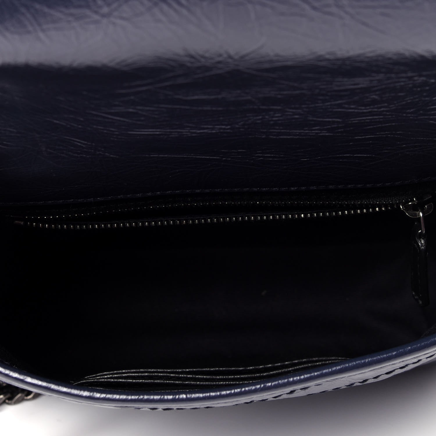 Saint Laurent Crinkled Calfskin Matelasse Monogram Niki Chain Wallet Deep Marine 3 of 10