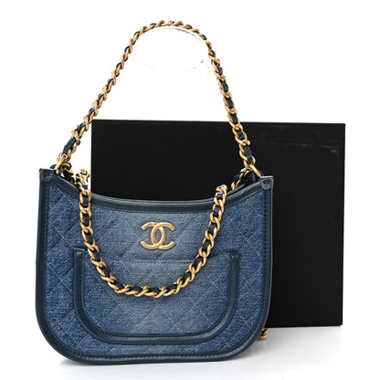 Chanel Washed Denim Quilted Hobo Blue 11 of 11