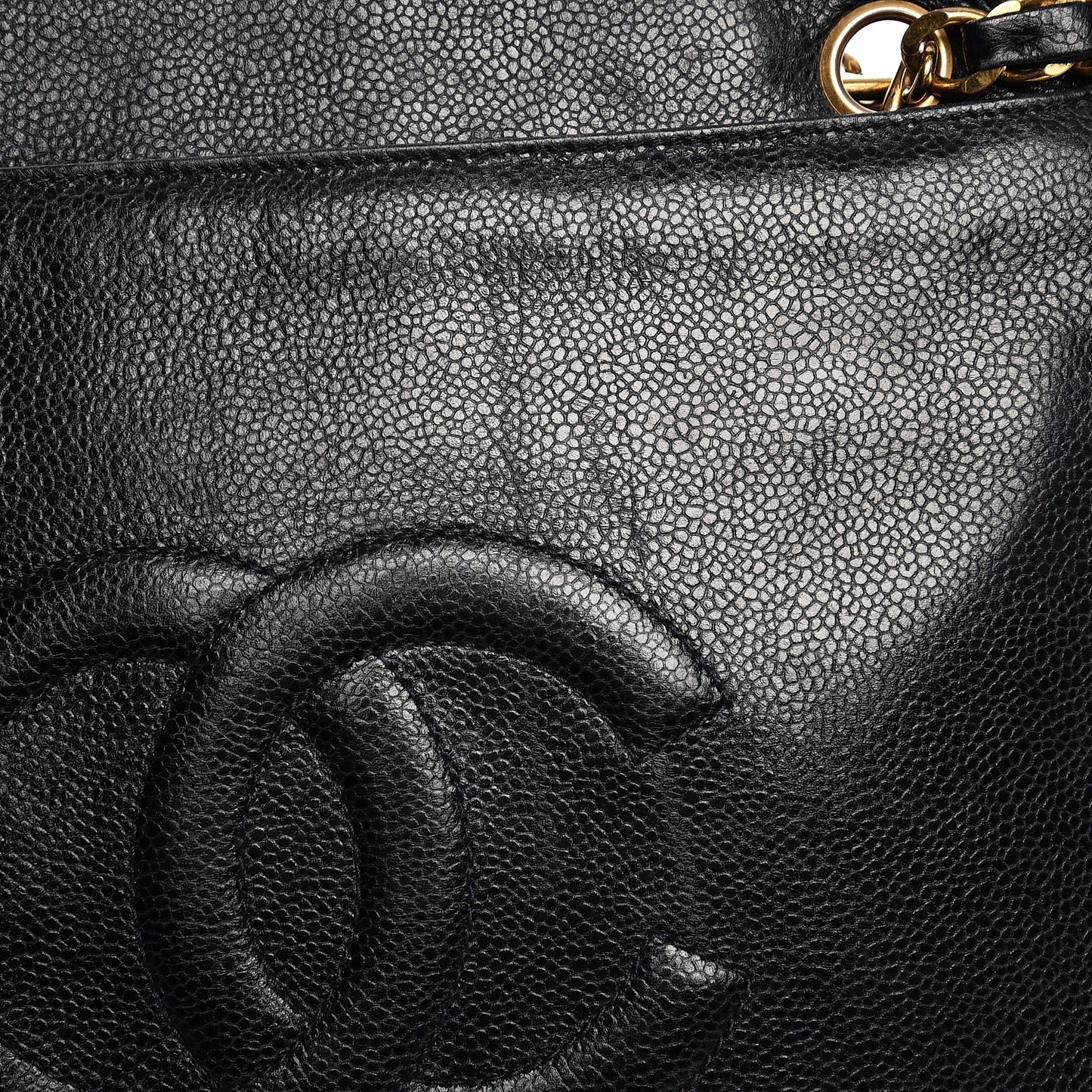 Caviar Flap Shoulder Bag Navy