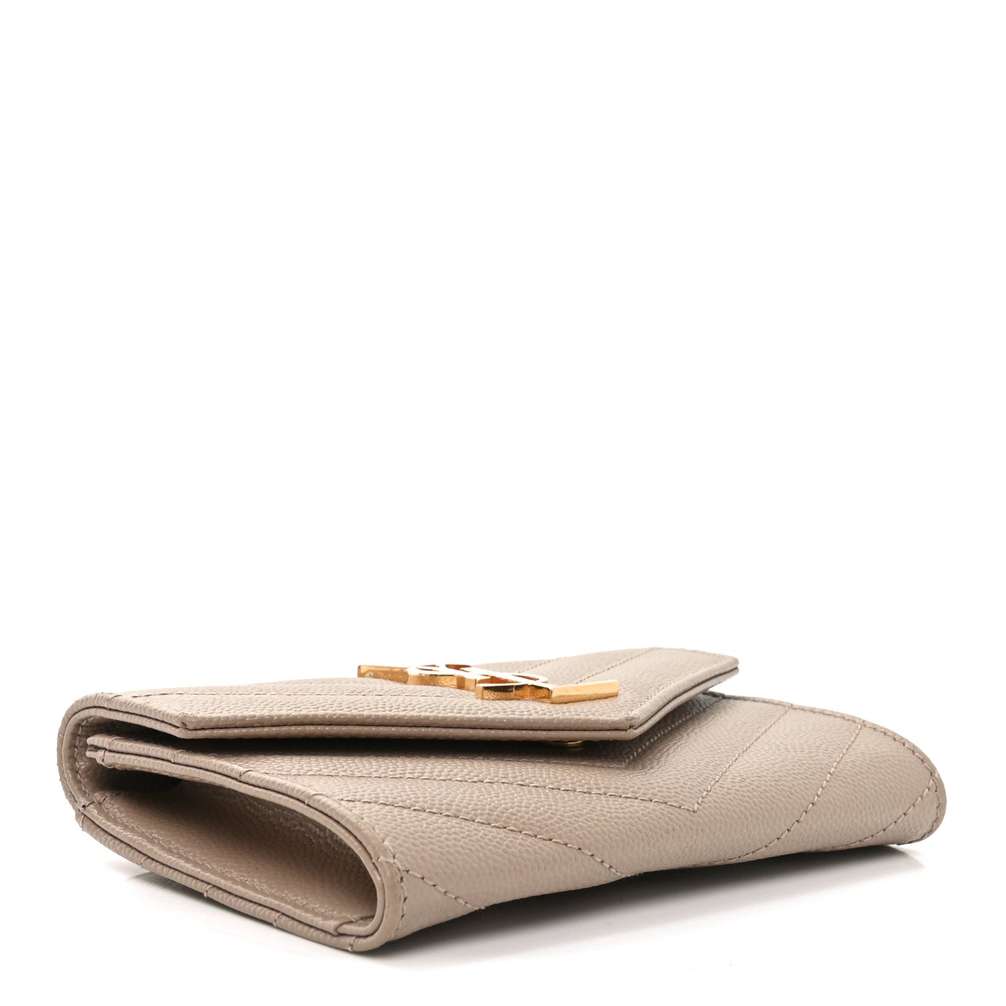 Grain De Poudre Matelasse Chevron Small Monogram Envelope Wallet Dark Beige