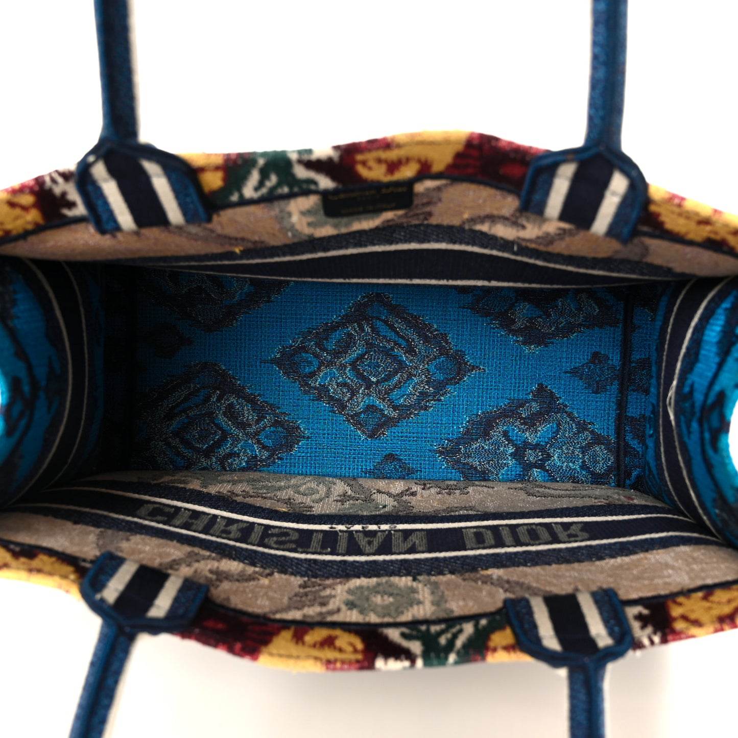 Canvas Embroidered Paisley Medium Book Tote Blue Multicolor