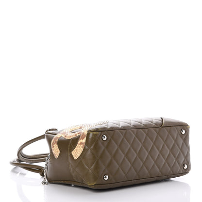 Chanel Calfskin Python Quilted Large Cambon Bowler Khaki 4 of 9