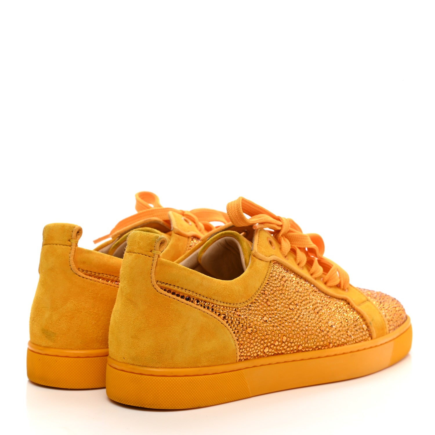 Christian Louboutin Calfskin Veau Velours Strass Louis Junior Flat Sneakers 41 Topaz 4 of 17