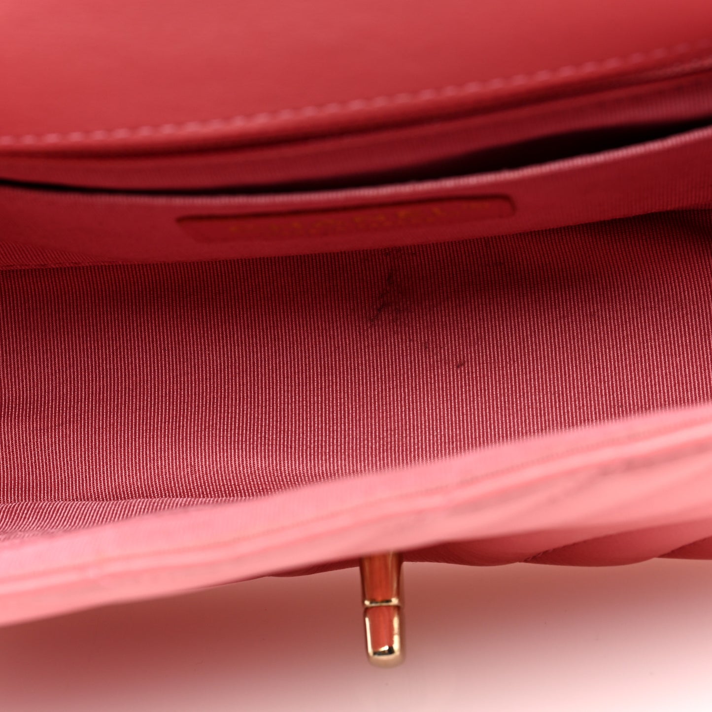 Calfskin Chevron Quilted Mini Statement Flap Pink