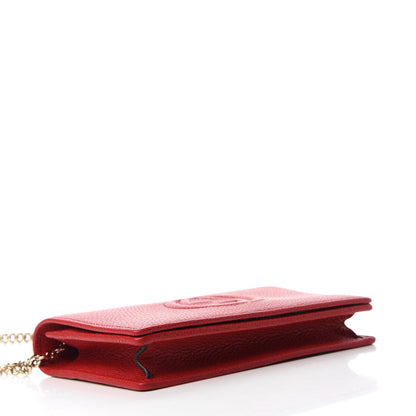 Gucci Pebbled Calfskin Soho Wallet on Chain Hibiscus Red 4 of 10
