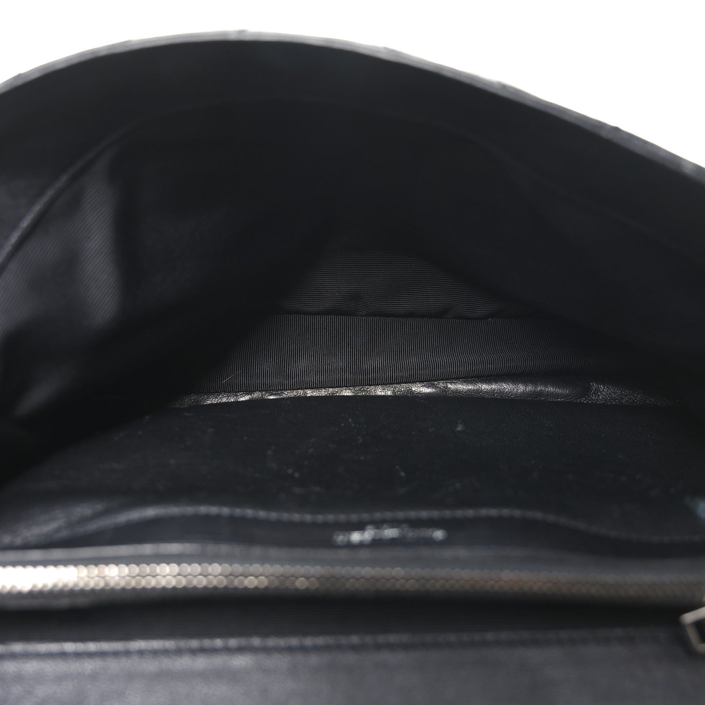 Sheepskin Matelasse Chevron Monogram Large College Satchel Black
