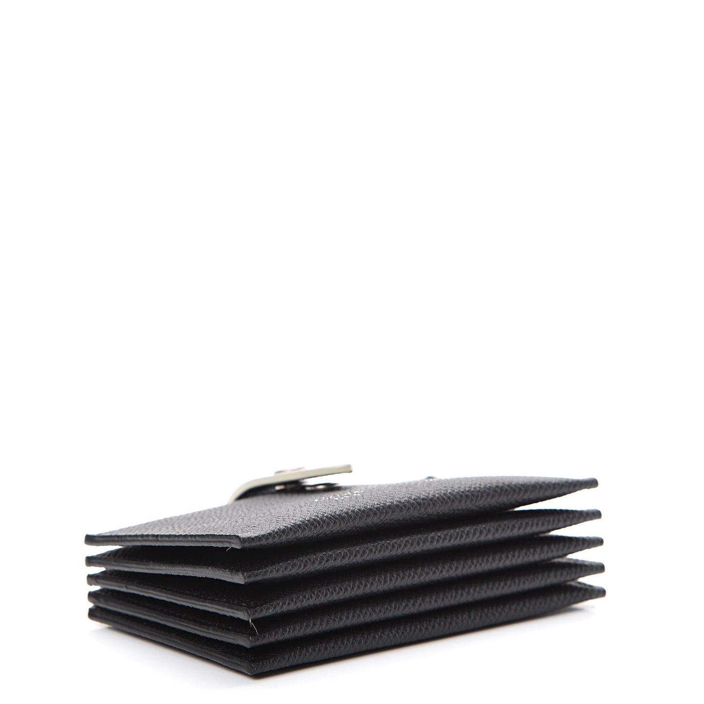 Grained Shiny Calfskin Accordion Card Holder Black Chalk
