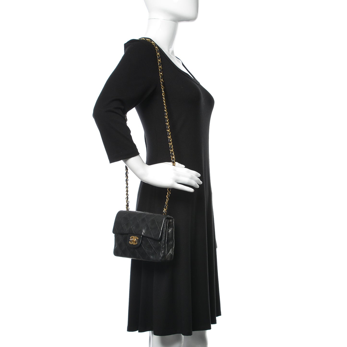 Lambskin Quilted Mini Square Flap Black