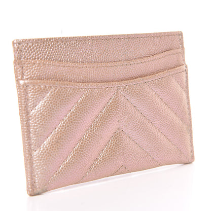Chanel Iridescent Caviar Chevron Quilted Card Holder Beige 3 of 14