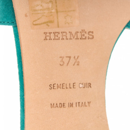 Hermes Chevre Velours Oasis Sandals 37.5 Emeraude 7 of 10