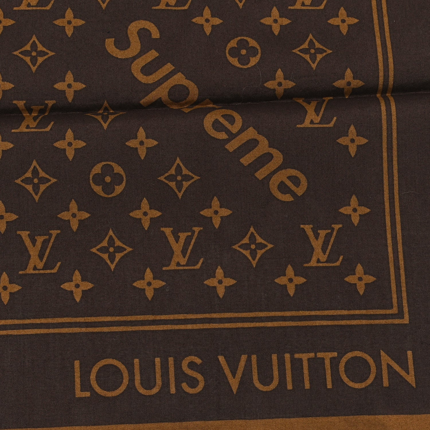 Louis Vuitton X Supreme Cotton Monogram Bandana Scarf Brown