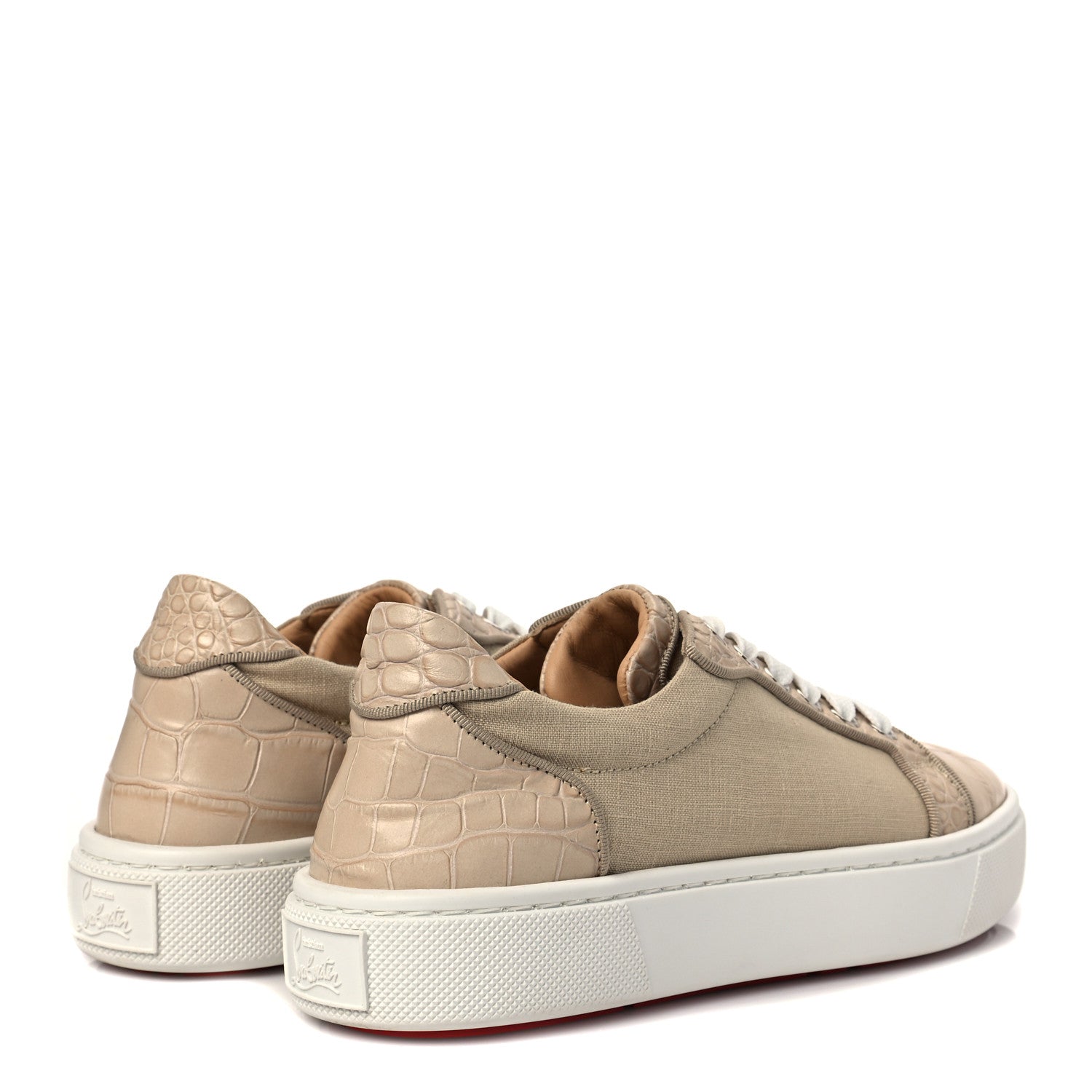 Christian Louboutin Calfskin Crocodile Embossed Vierissima Orlato Flat Sneakers 35.5 Nougat 4 of 9