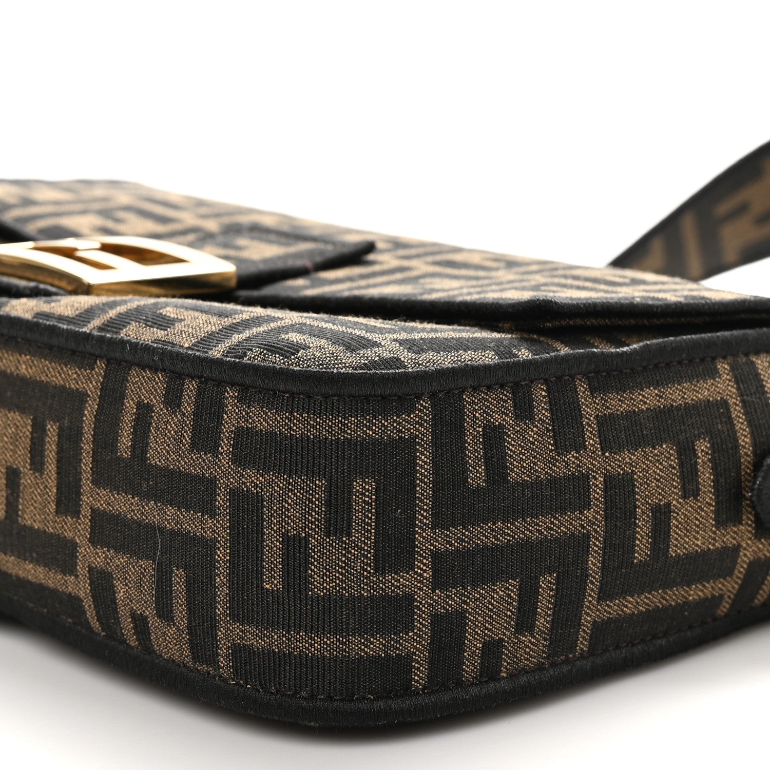 Fendi Fabric Jacquard FF 1974 Medium Baguette Tobacco Moro Black 10 of 10