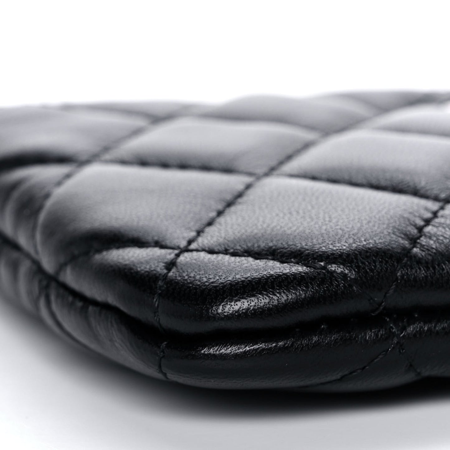 Lambskin Quilted Small No. 5 Cosmetic Case Black