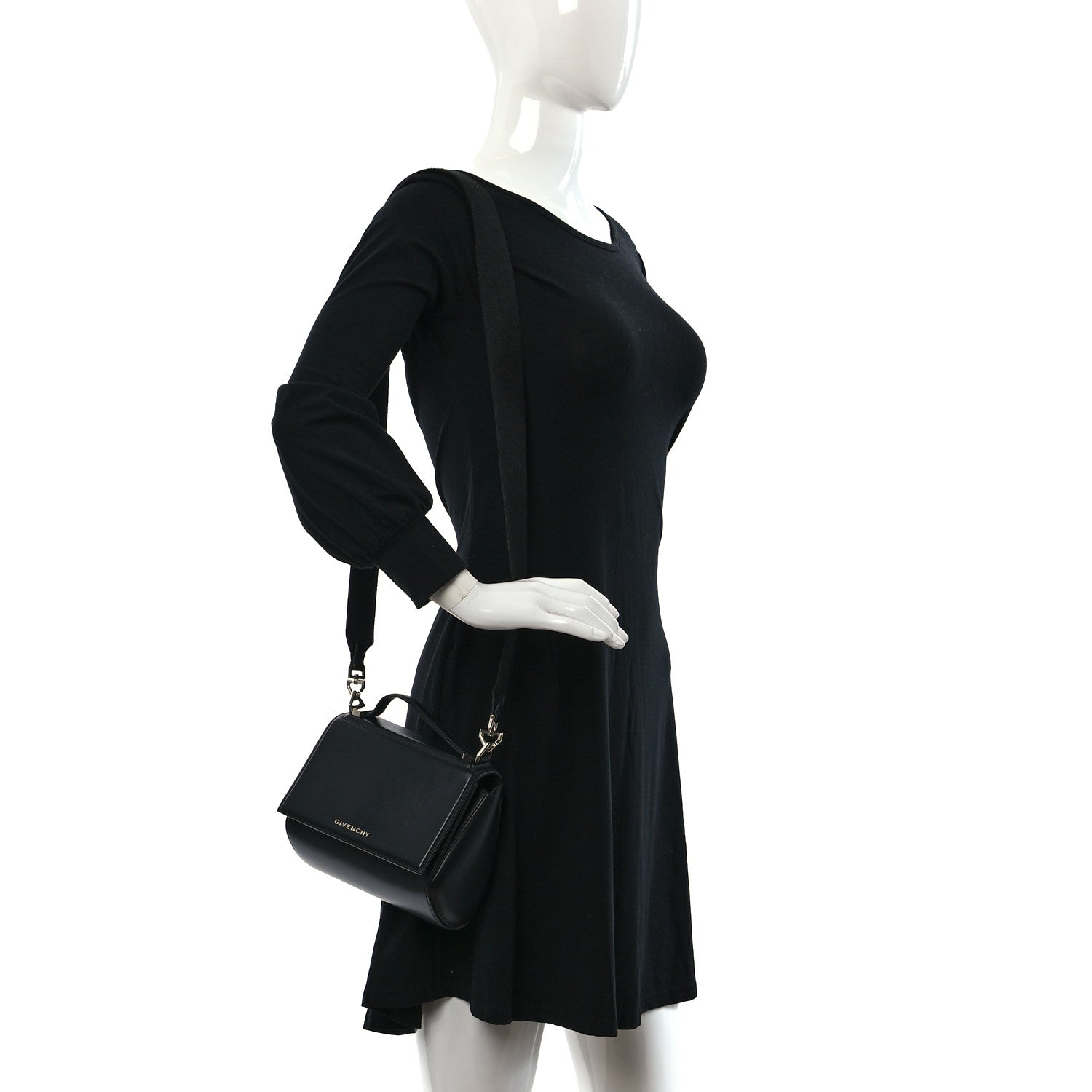 Givenchy Calfskin Mini Pandora Box Logo Strap Crossbody Bag Black 2 of 10