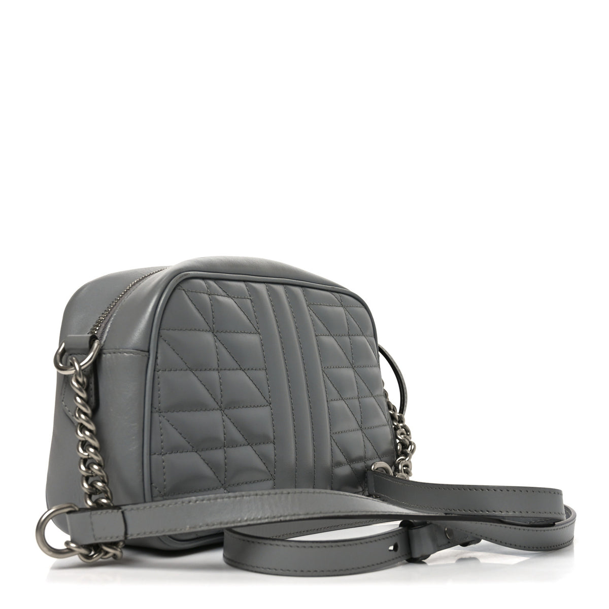 Gucci Calfskin Matelasse Aria Small GG Marmont Chain Shoulder Bag Deep Grey 3 of 11